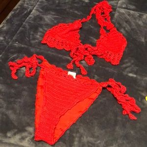 Red bathing suite